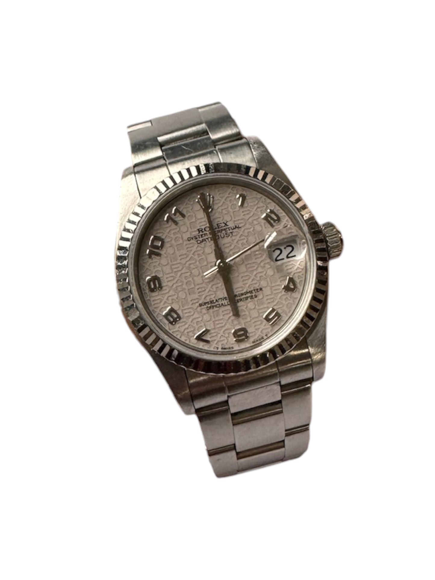 Rolex 31mm Stainless Steel Datejust Silver Jubilee Dial Fluted Bezel Watch