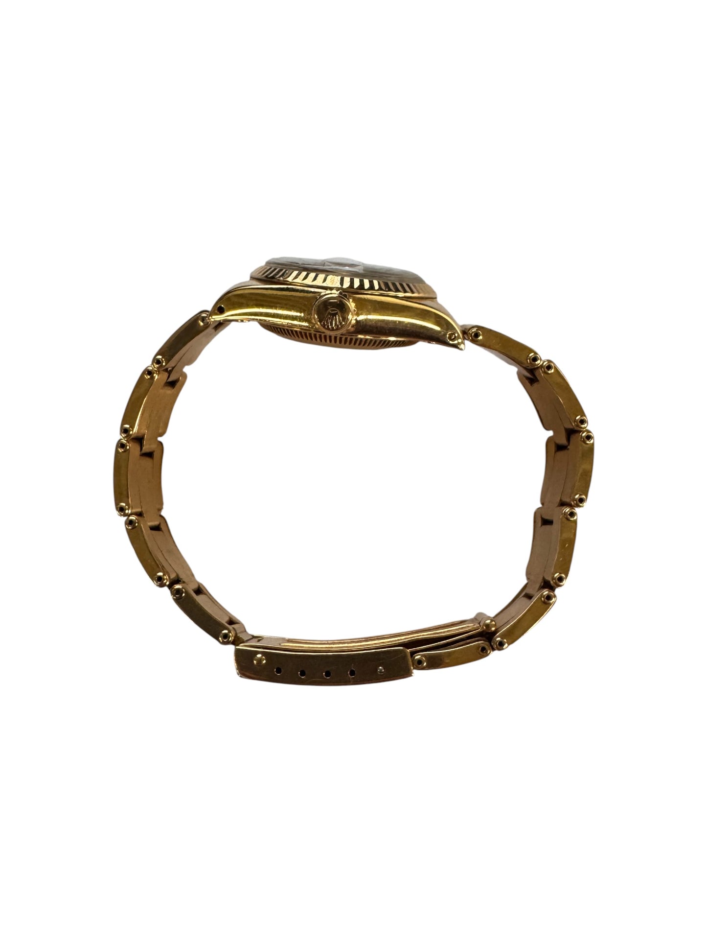 Rolex 26mm 18K Yellow Gold Lady-Datejust Presidential Black Stick Dial Fluted Bezel Watch