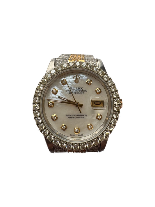 Rolex 36mm 18kt Gold Two-Tone Datejust AM Mother of Pearl Diamond Dial Bezel & Bracelet Watch