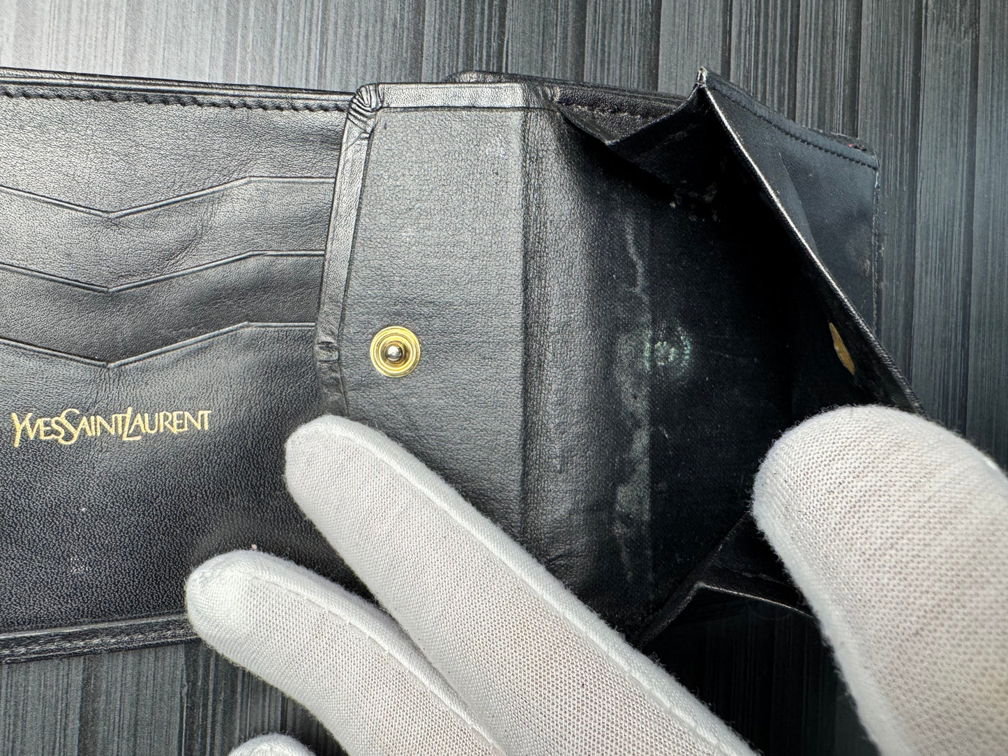 Yves Saint Laurent Bicolor Leather Bifold Wallet