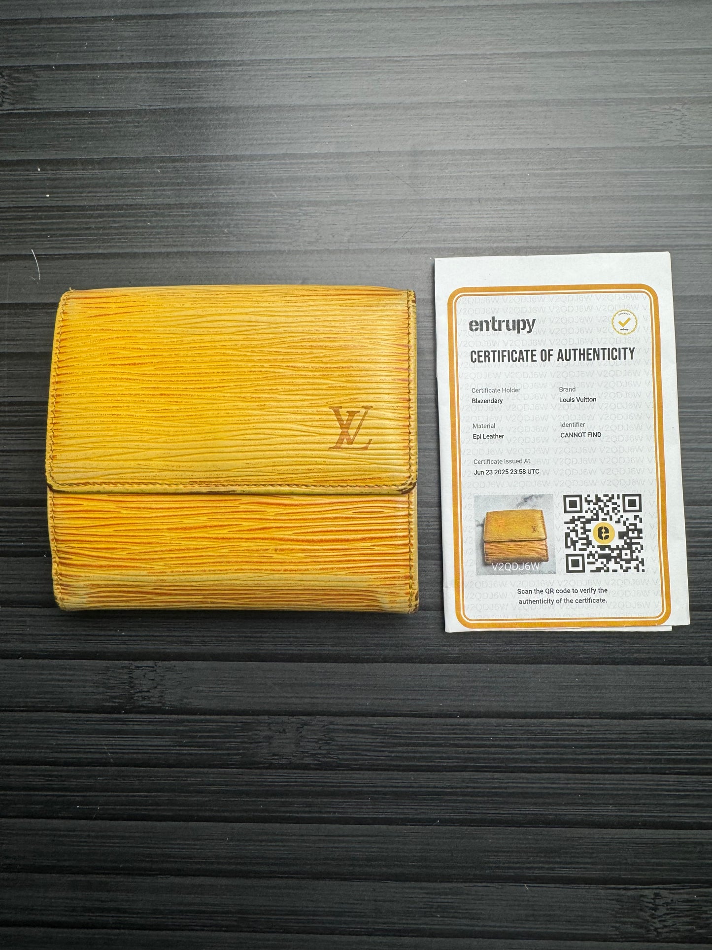 Louis Vuttion Yellow Epi Trifold