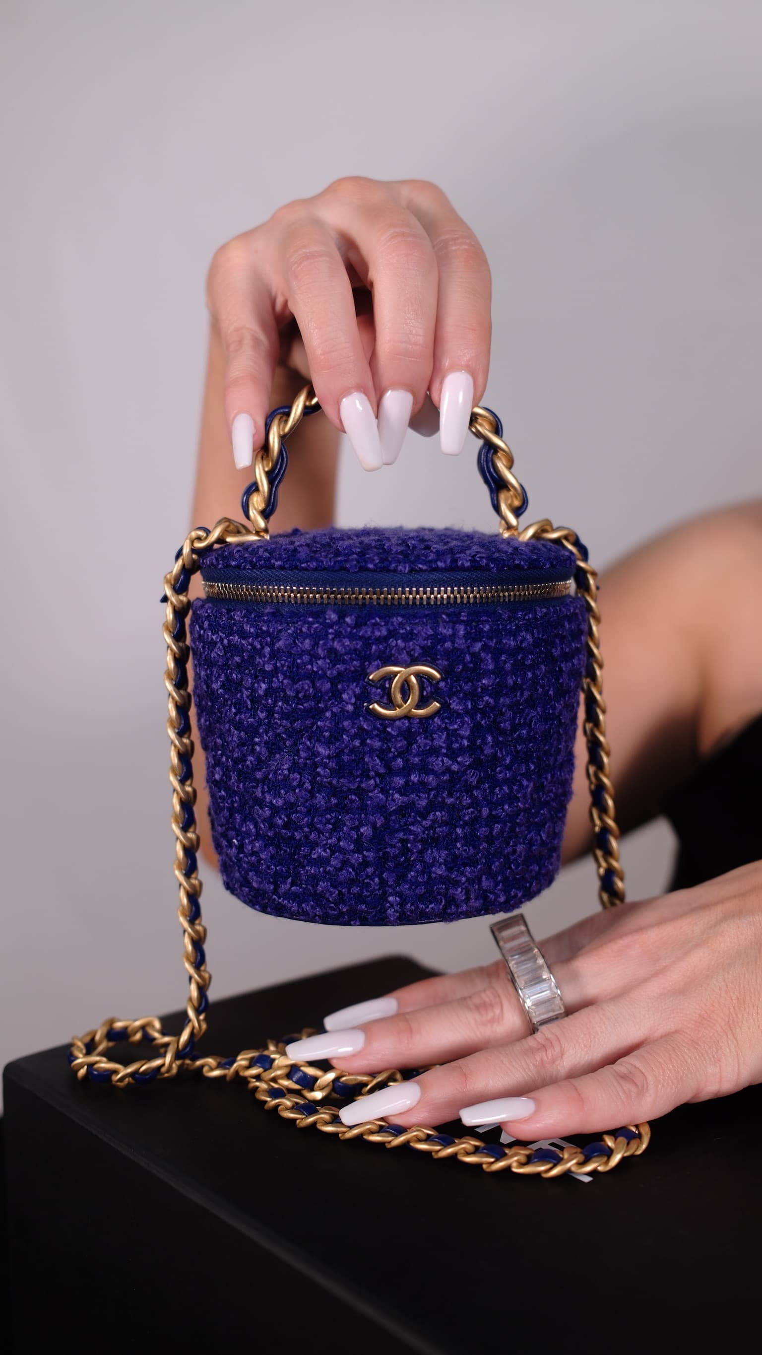 Chanel Quilted Tweed 'Afternoon Tea' Top Handle Vanity with Chain · 12cm · c.2021–24 · Box, Dust Bag, & Papers