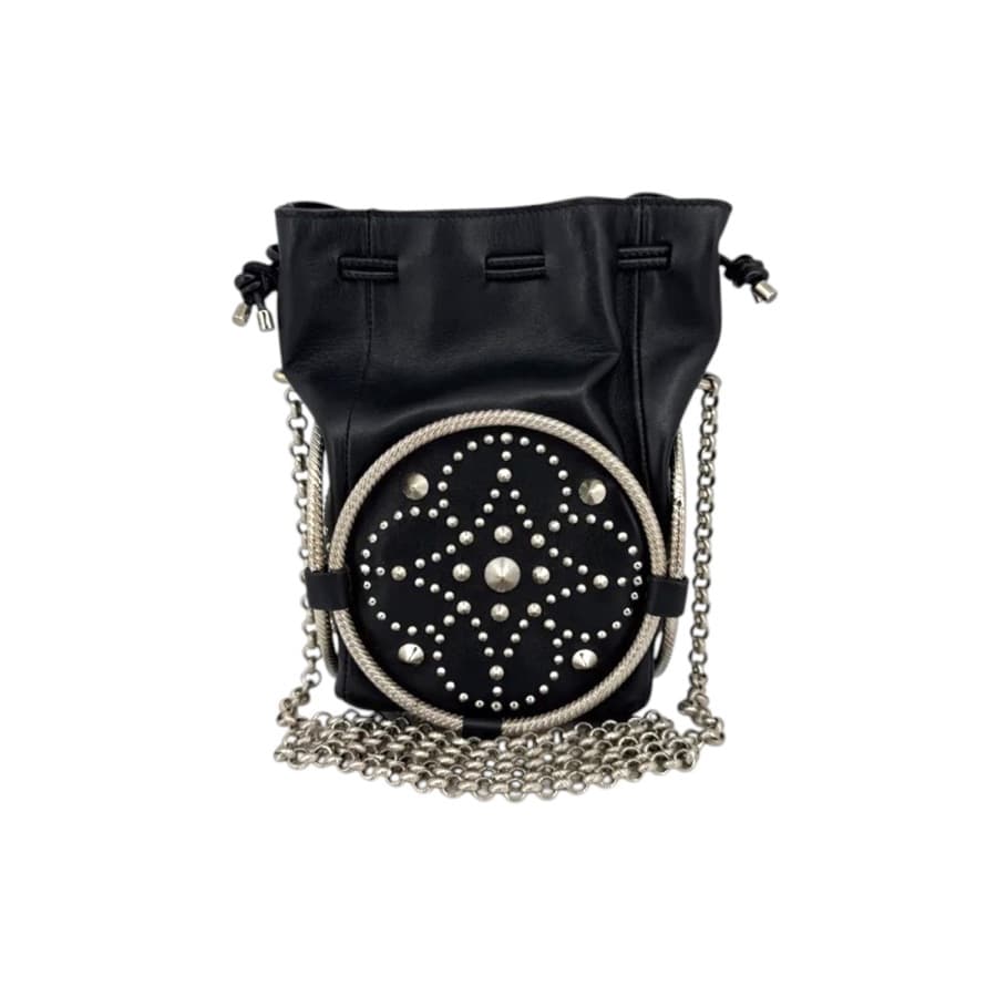 Alexander McQueen Studded Black Leather Bucket Bag · c.2003