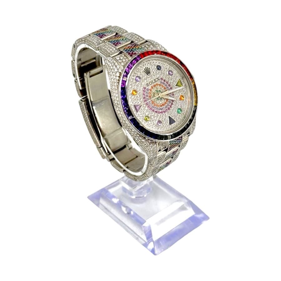 Rolex Oyster Perpetual 40mm · Full Rainbow Bust Down