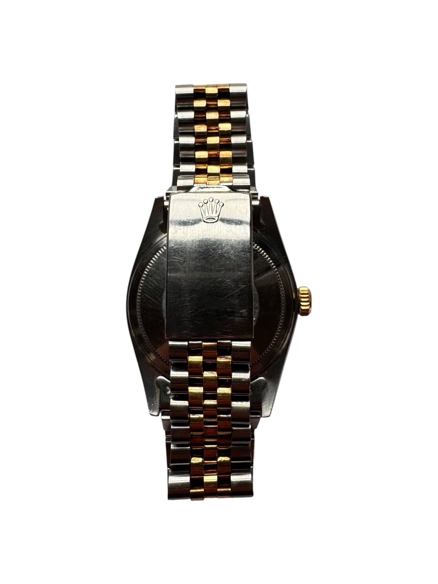 Rolex 36mm Two-Tone Datejust Silver Stick Dial Fluted Bezel Jubilee Band Watch