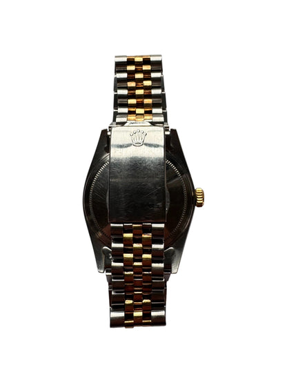 Rolex 36mm Two-Tone Datejust Silver Stick Dial Fluted Bezel Jubilee Band Watch