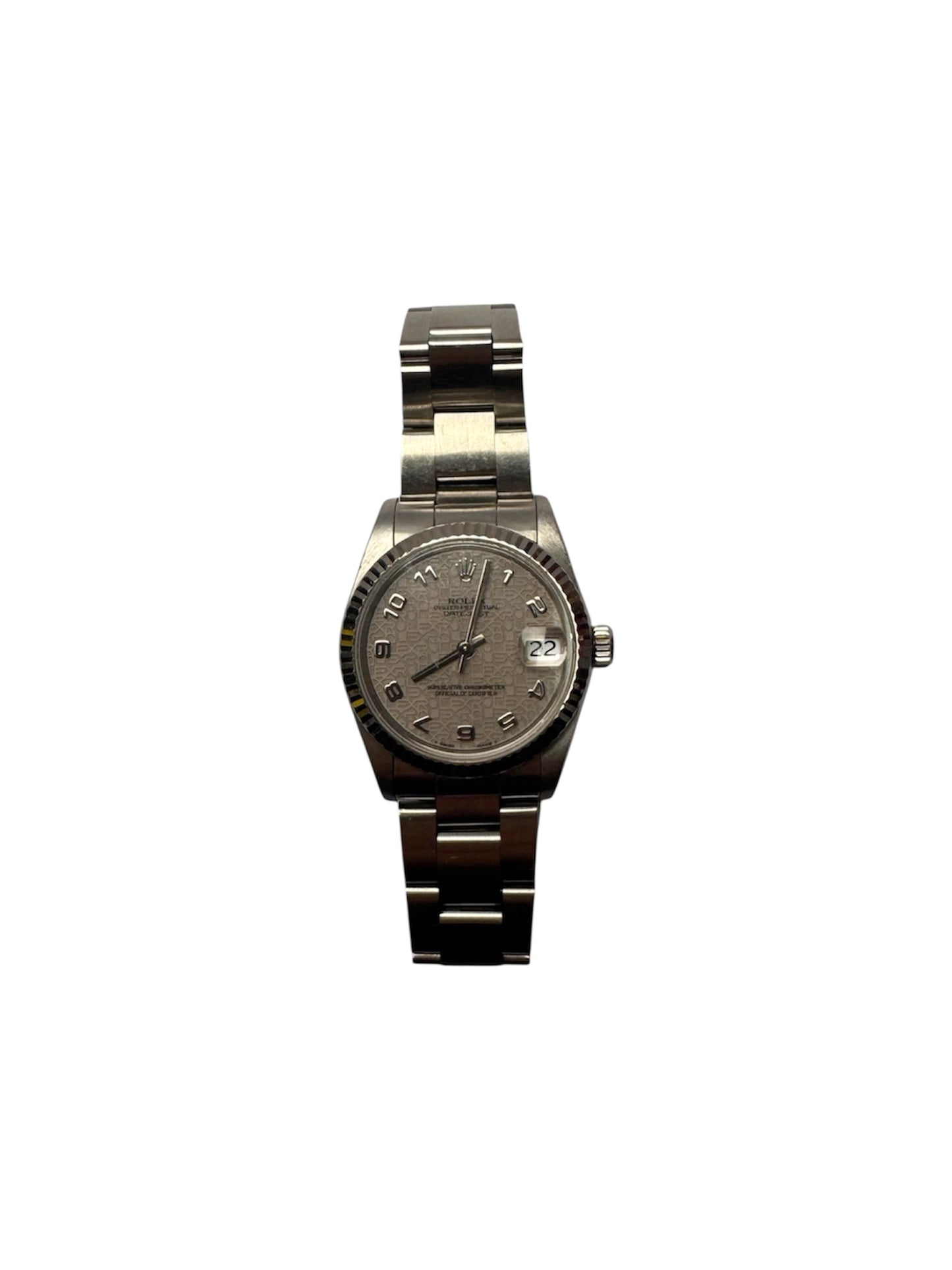 Rolex 31mm Stainless Steel Datejust Silver Jubilee Dial Fluted Bezel Watch