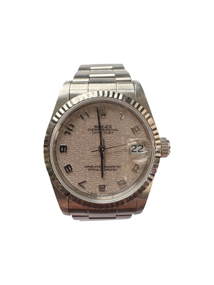 Rolex 31mm Stainless Steel Datejust Silver Jubilee Dial Fluted Bezel Watch