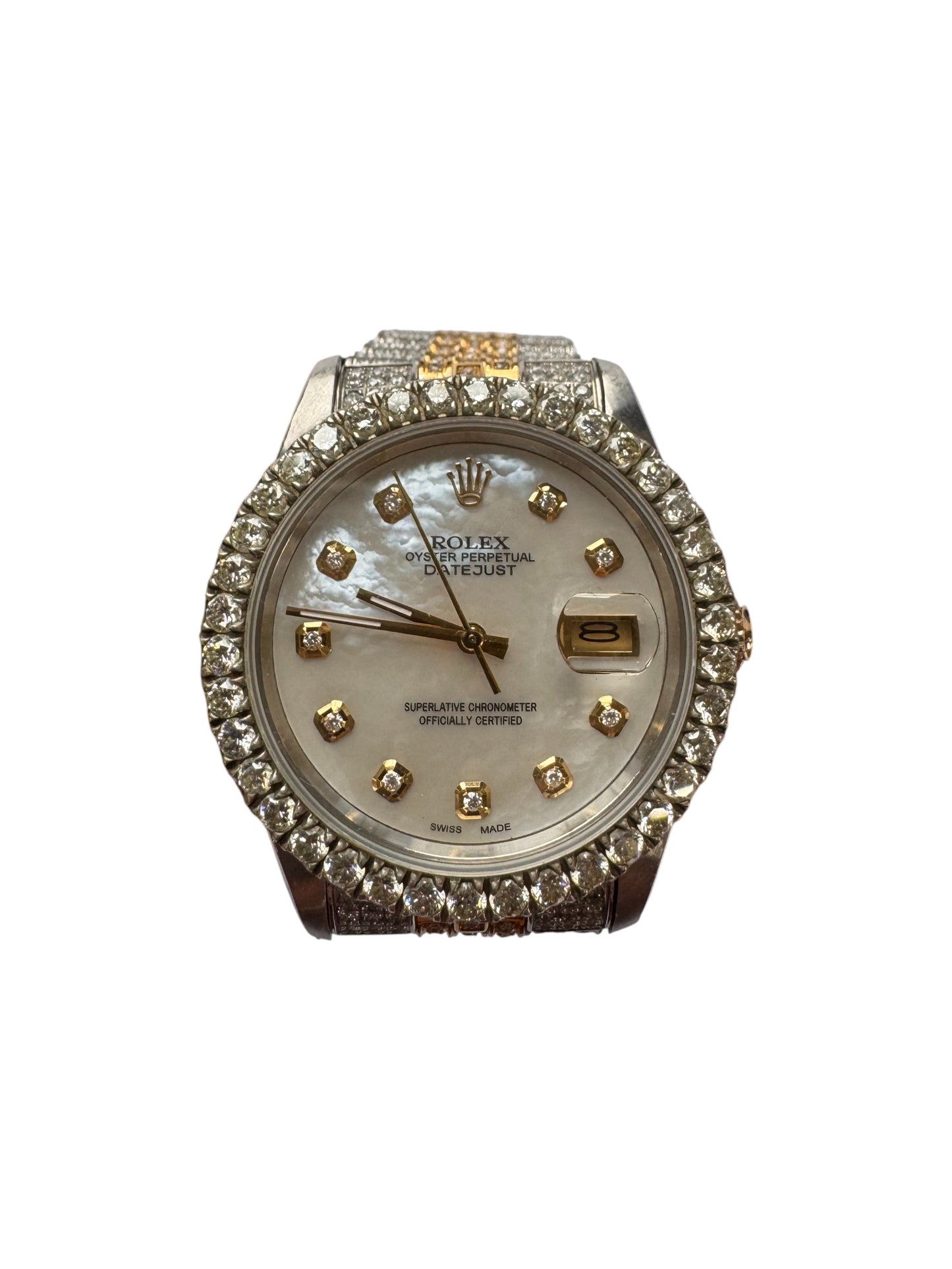 Rolex 36mm 18kt Gold Two-Tone Datejust AM Mother of Pearl Diamond Dial Bezel & Bracelet Watch