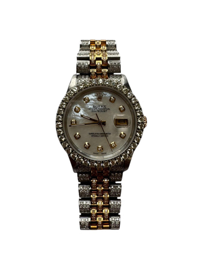 Rolex 36mm 18kt Gold Two-Tone Datejust AM Mother of Pearl Diamond Dial Bezel & Bracelet Watch