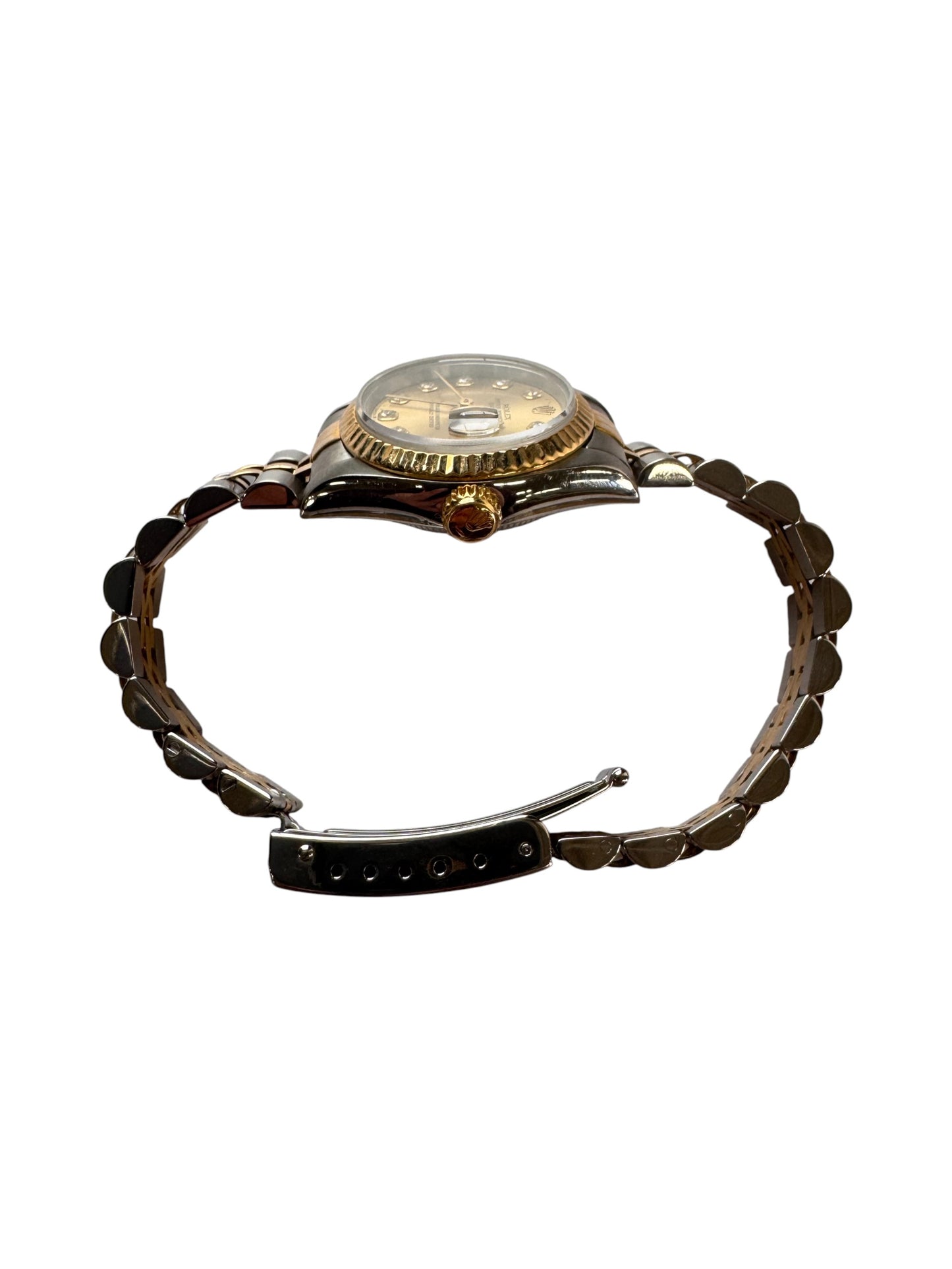 Rolex 26mm Two-Tone Lady-Datejust Champagne Diamond Dial Fluted Bezel Watch