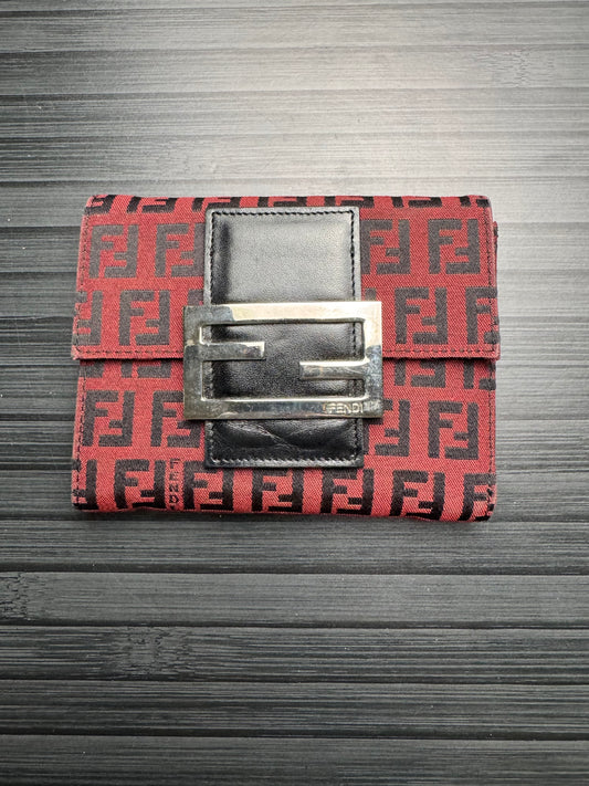 Fendi Red Zucca Pattern Bifold Wallet