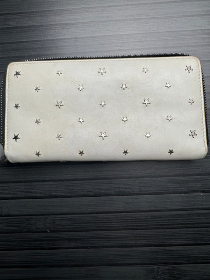 Jimmy Choo White Leather Star Studded Continental Wallet