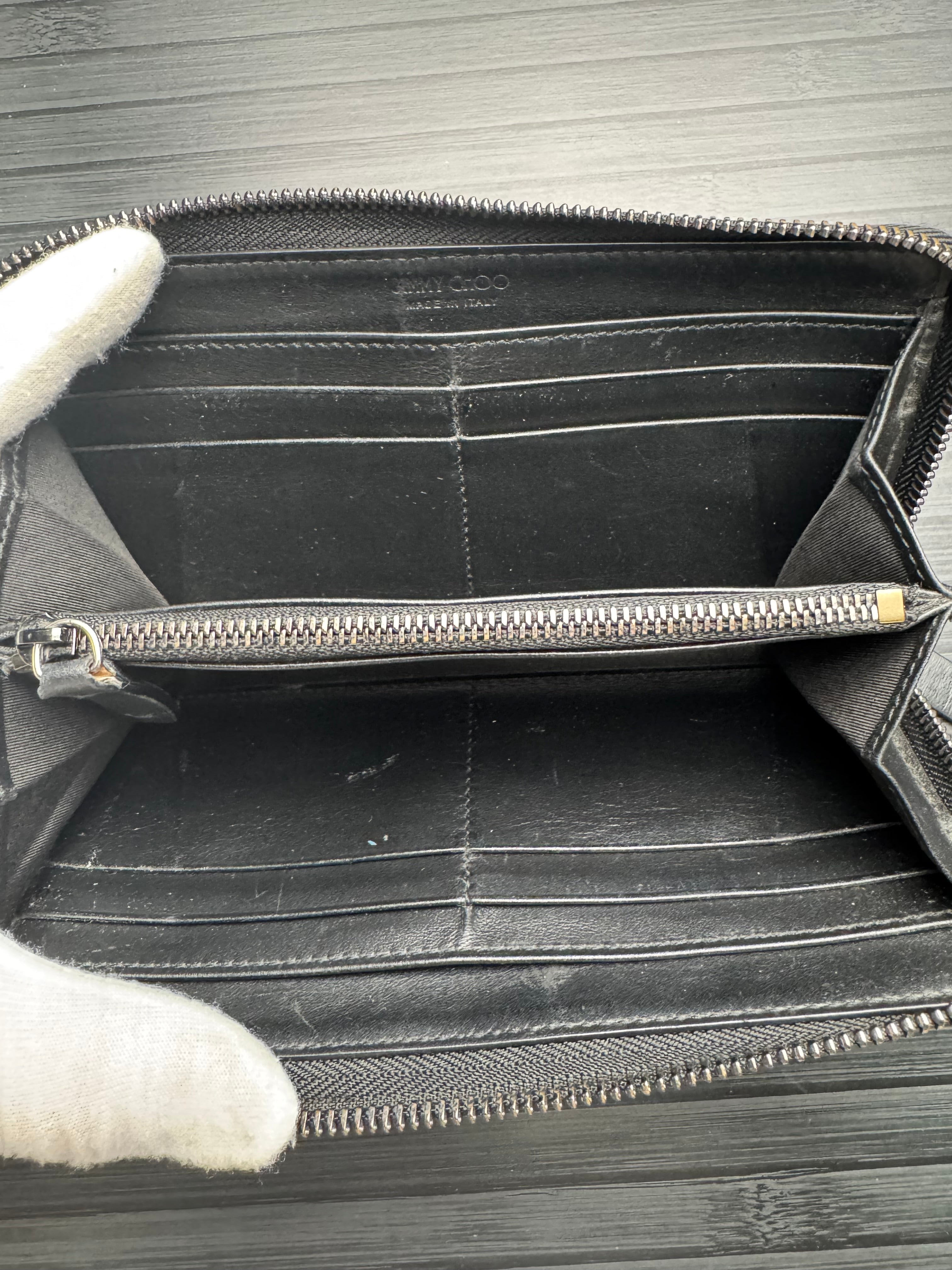 Jimmy Choo White Leather Star Studded Continental Wallet