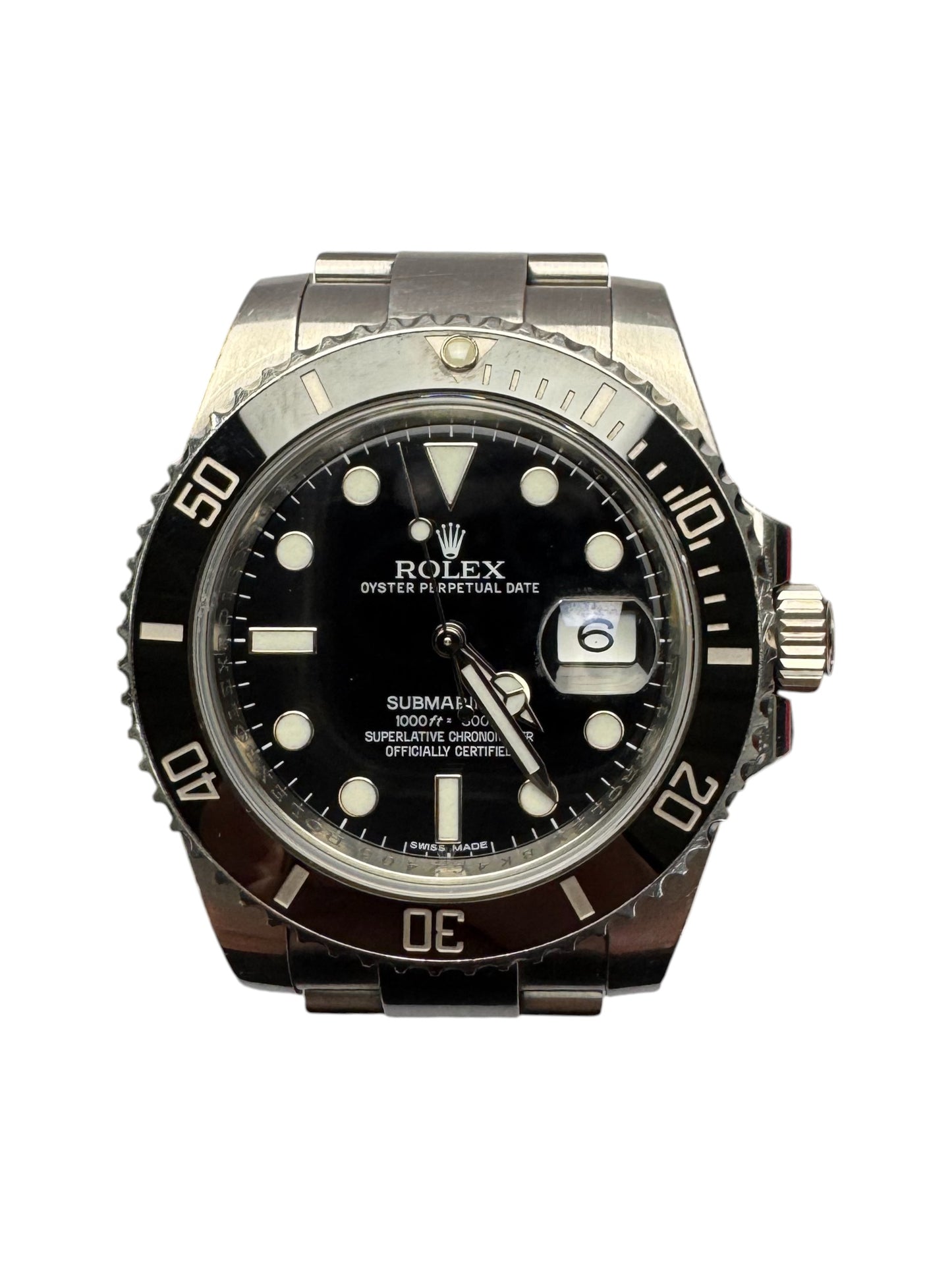 Rolex 40mm Stainless Steel Submariner Black Ceramic Bezel Black Dial Watch